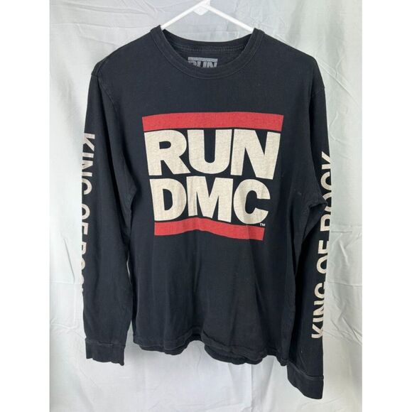 Tops - Run DMC T-Shirt Top Women's Size M Black 100% Cotton Crew-Neck Long Sleeves-Y2K